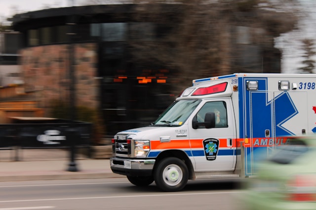 Ambulance rushing to an accident scene