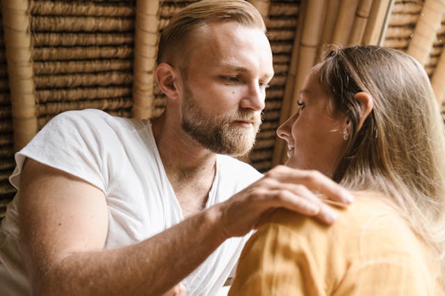 Romantic moment between two young people