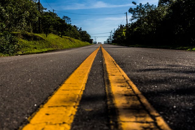 Empty road stretching into the distance