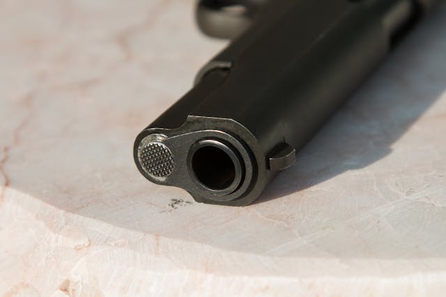 Close-up of Colt revolver handgun